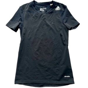 Adidas Tech Fit Black Fitted Athletic Player Short Sleeved Shirt Size 11/12